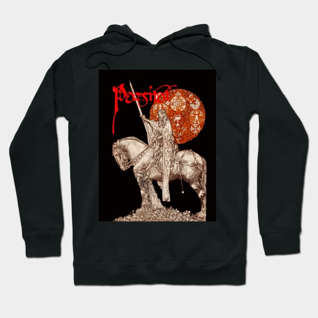 PERCEVAL LEGEND /QUEST OF HOLY GRAIL Red Black Fantasy Hoodie by BulganLumini